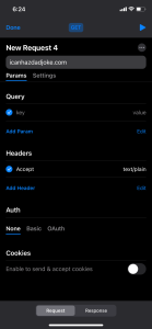 Mobile device application that can create an API request.
