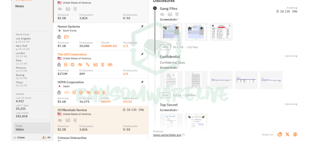 screenshot showing ransomware.live