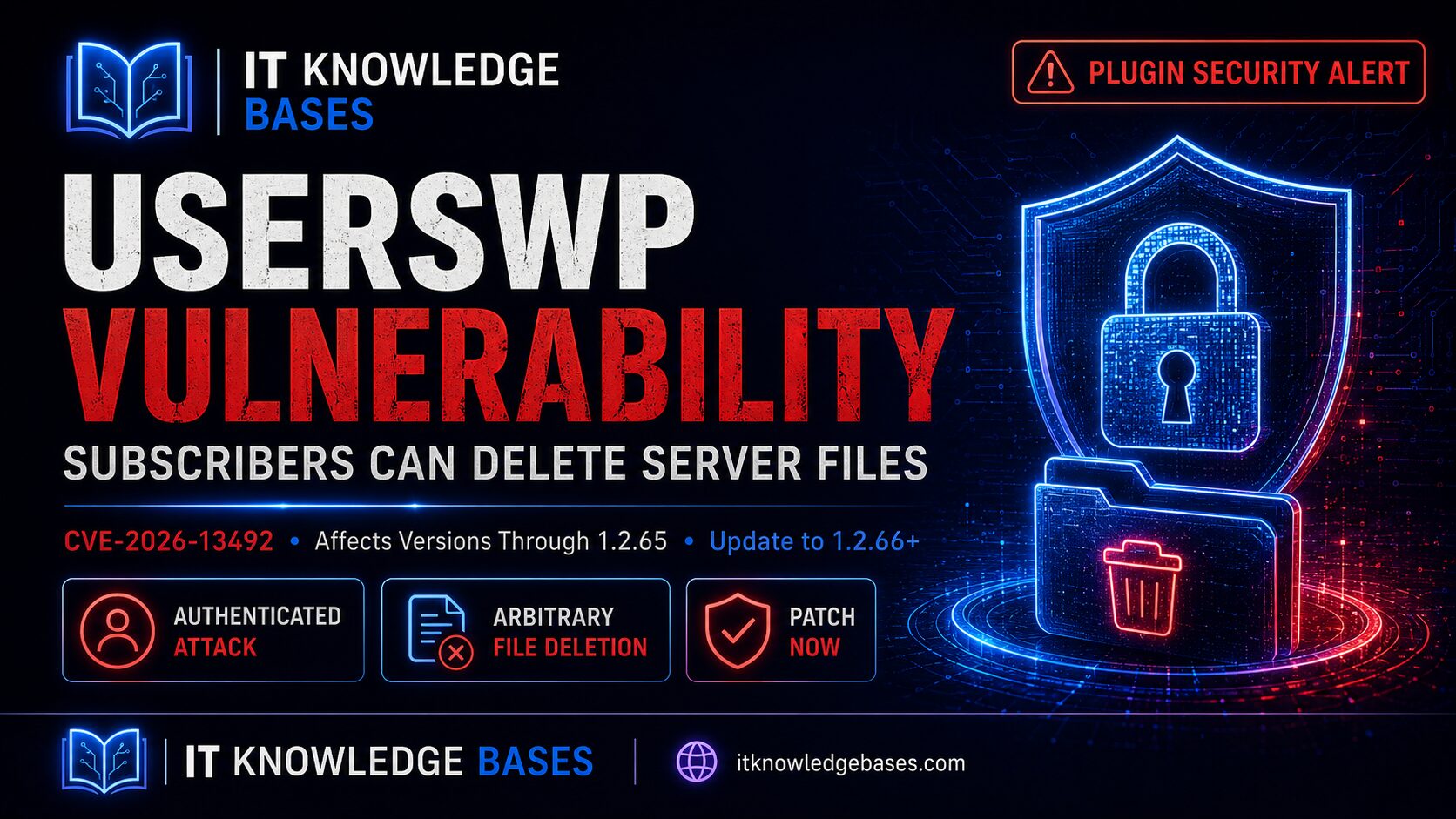 CVE-2026-13492: UsersWP Vulnerability Lets Subscribers Delete Server Files